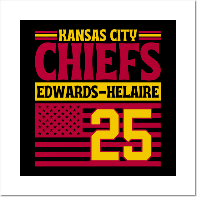 Kansas City Chiefs Edwards-Helaire 25 American Flag Football Wall Art by Astronaut.co